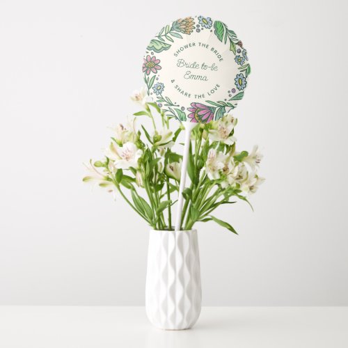 Artistic Scandinavian Folk Floral Bridal Shower Balloon