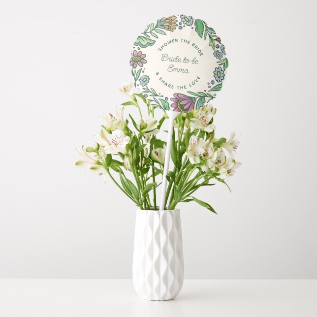 Artistic Scandinavian Folk Floral Bridal Shower Balloon (Vase)