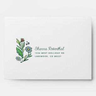 Artistic Scandinavian Folk Floral Bridal Shower Envelope