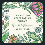 Artistic Scandinavian Folk Floral Bridal Shower Square Sticker<br><div class="desc">Sweet and pretty,  this sticker is easily personalized and features a border design of Scandinavian-inspired florals in pretty jewel and pastel tones giving it a colorful and softly rustic vibe. Ideal for a bridal or baby shower,  place this sticker label on favors,  envelopes and more.</div>