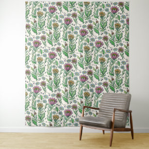 Artistic Scandinavian Folksy Floral Photo Backdrop