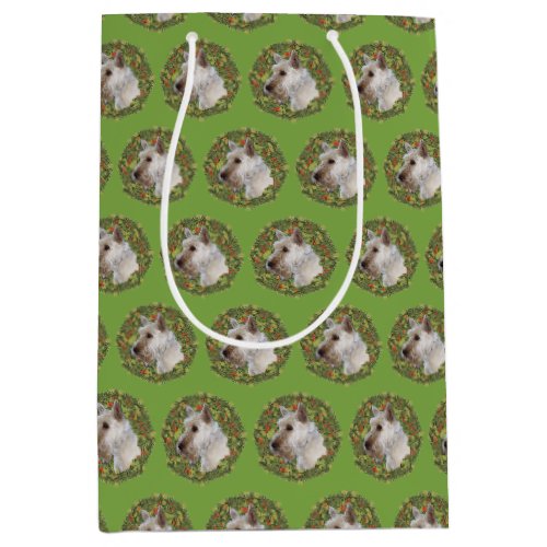 Artistic Scottish Terrier Wheaten Dog Wreath Medium Gift Bag
