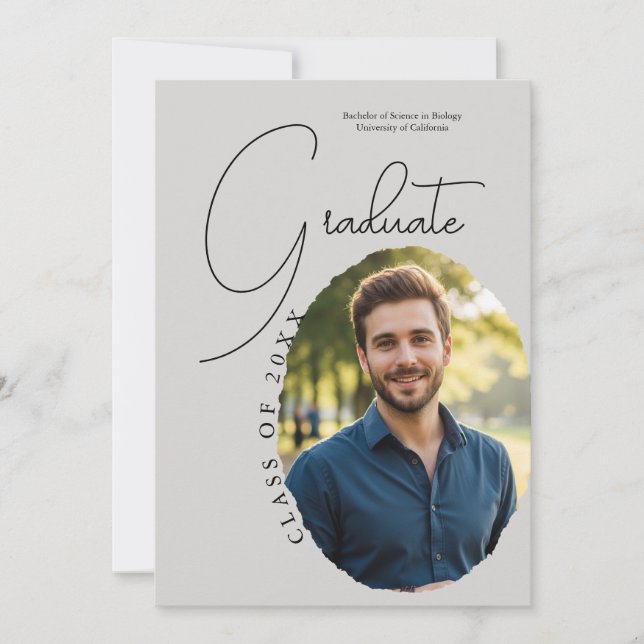Artistic Script Photo Modern Minimalist Graduation Invitation (Front)