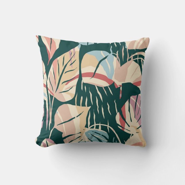 Artistic seamless pattern with abstract leaves. Mo Throw Pillow (Front)