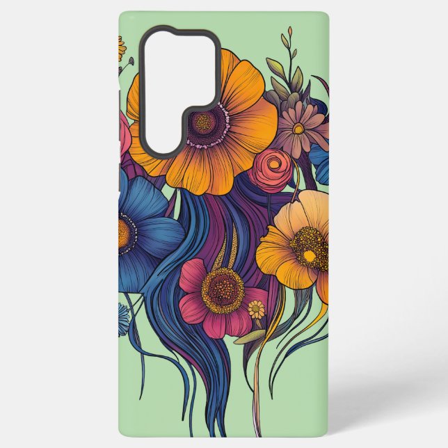 Artistic set of beautiful flowers samsung galaxy case (Back)