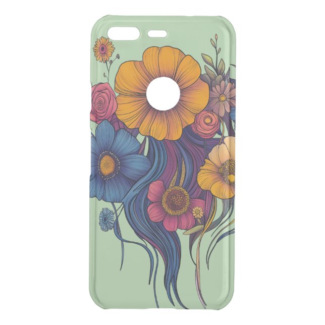 Artistic set of beautiful flowers uncommon google pixel case (Back)