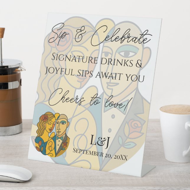 Artistic Silhouette Destination Wedding Bar Sign (In SItu)