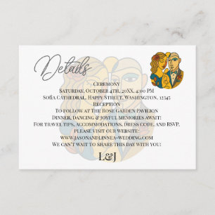 Artistic Silhouette Destination Wedding Modern Art Enclosure Card