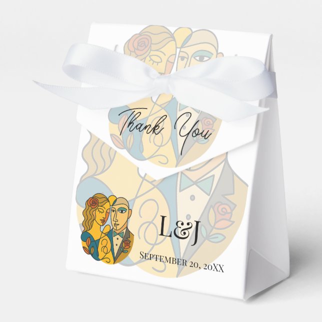 Artistic Silhouette Destination Wedding Modern Art Favor Boxes (Front Side)