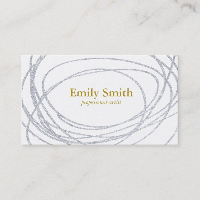Artistic | Silver Glitter Business Card (Front)