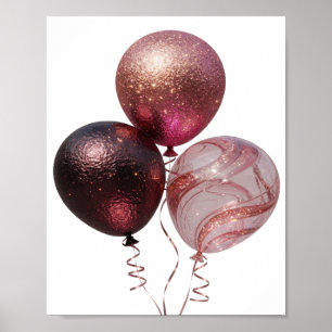 Artistic Silver GLITTERY BALLOONS Poster