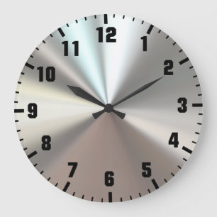 Artistic silver metal large clock