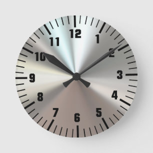 Artistic silver metal round clock