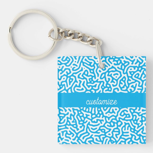 Artistic Sky Blue Turing pattern Keychain (Front)