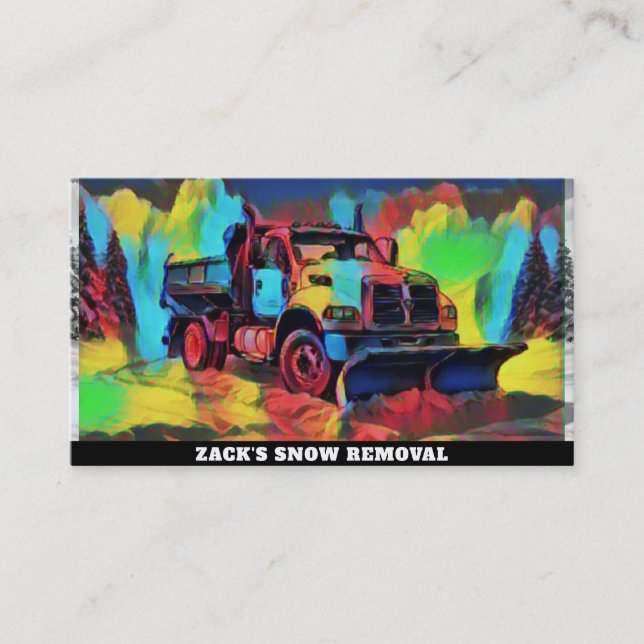 *~*  Artistic  Snow Removal Snow Plow Truck AP74 Business Card (Front)