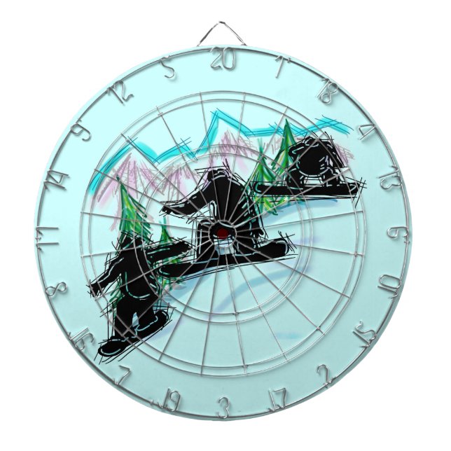 Artistic snowboarder theme colorful dart board (Front)