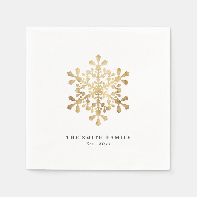 Artistic snowflake faux gold Christmas Napkins (Front)