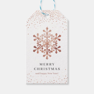 Artistic snowflake faux rose gold Christmas Gift Tags