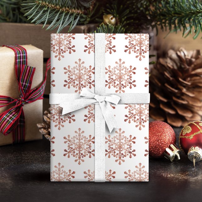 Artistic snowflake faux rose gold Christmas Wrapping Paper (Artistic snowflake faux rose gold Christmas Wrapping Paper)
