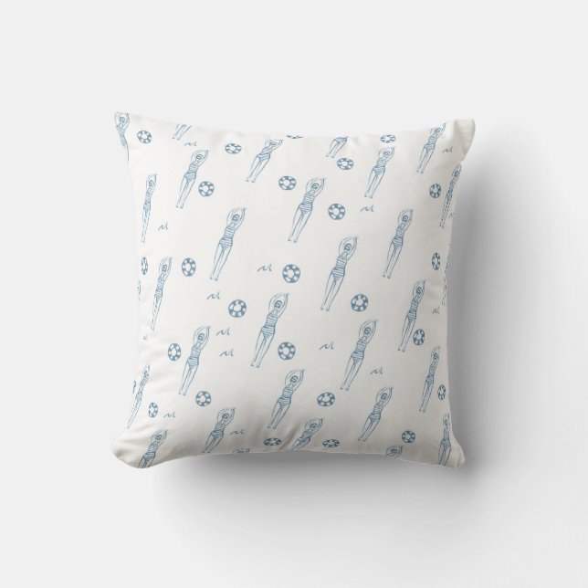 Artistic Snychro Swimming Team Girls Blue Pattern  Throw Pillow (Front)