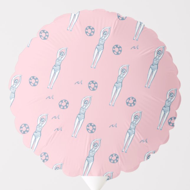 Artistic Snychro Swimming Team Swimmers Pink  Balloon (Front)