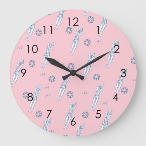 Artistic Snychro Swimming Team Swimmers Pink   Large Clock
