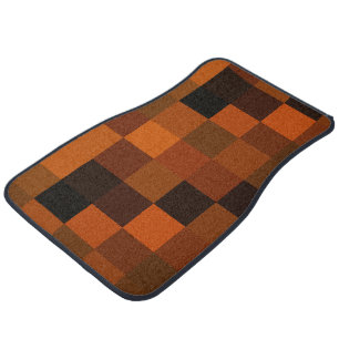 Artistic Soft Warm Colorful Retro Plaid Brown Car Floor Mat