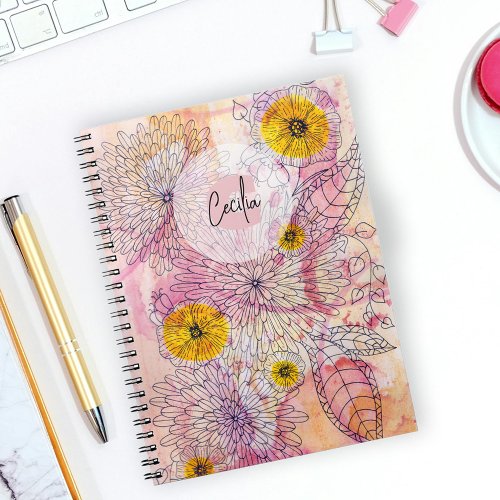 Artistic Soft Watercolor Gradient Line Art Diary