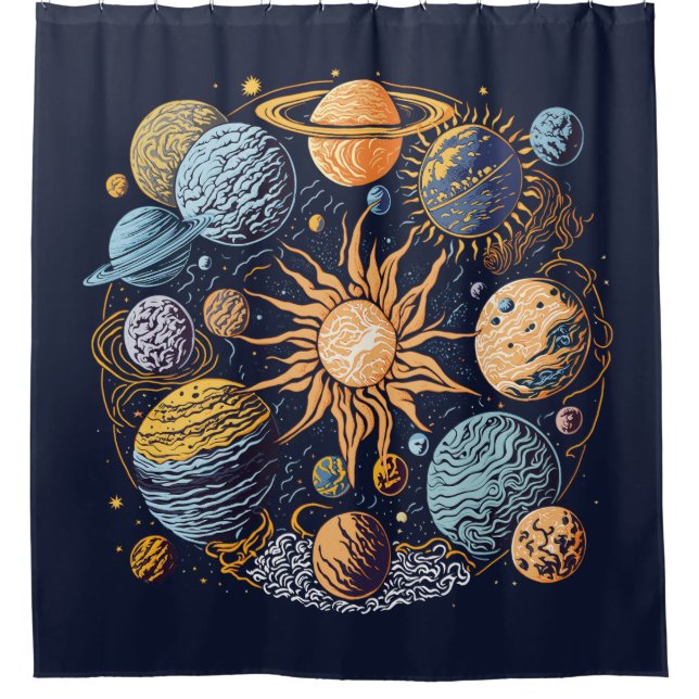 Artistic Solar System Shower Curtain (Front)