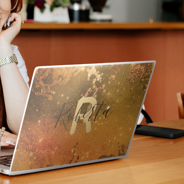 Artistic Sparkly Copper Bronze Modern Glam Chic  HP Laptop Skin (Creator Uploaded)