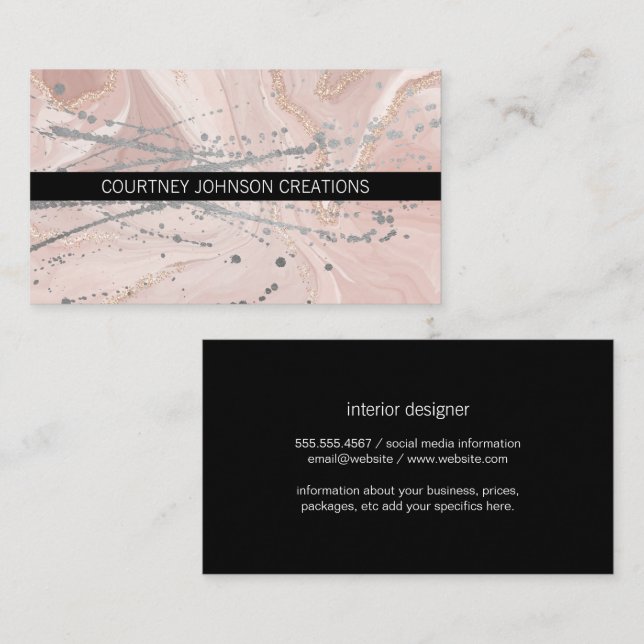 Artistic Spatter | Pink Marble Business Card (Front/Back)