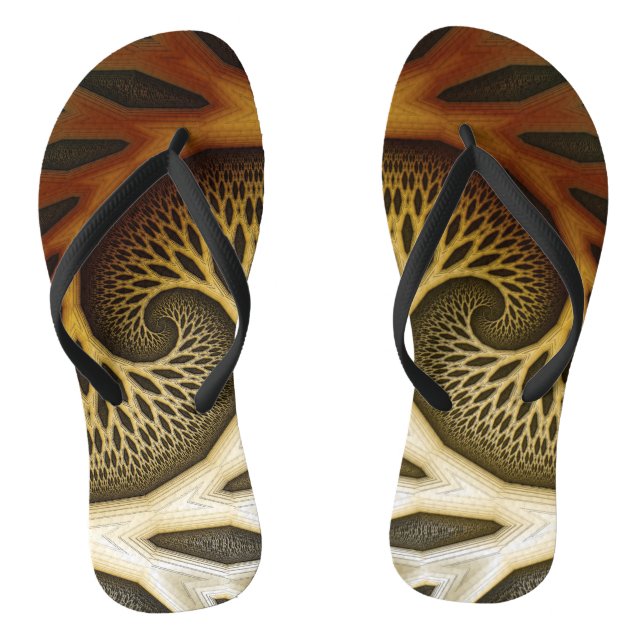 Artistic Spiral modern fractal art pattern Flip Flops (Footbed)