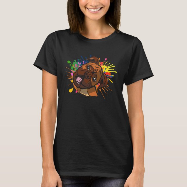 Artistic Splash Boxer Dog Breed Canine Whisperer T-Shirt (Front)