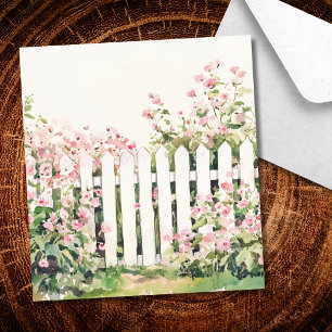 Artistic Spring Pink Flowers White Fence Wedding Envelope Liner