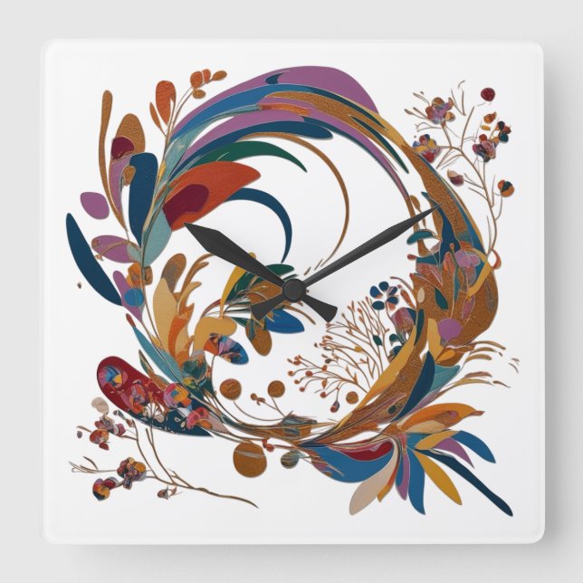 Artistic Square Acrylic Wall Clock 10.75" (Front)