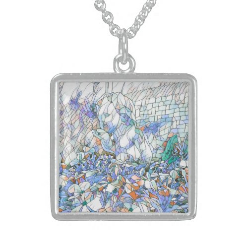 Artistic Stained Glass Angel Blowing Kiss Sterling Silver Necklace