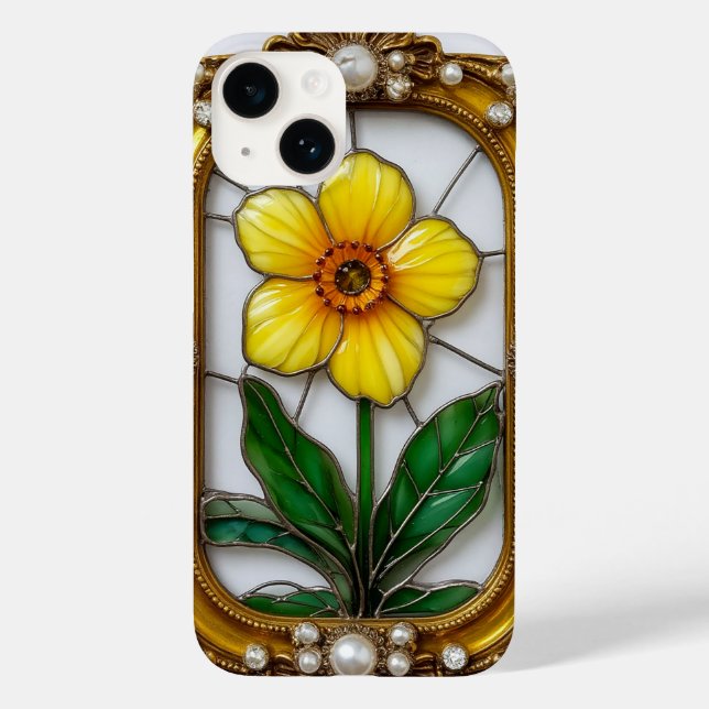 Artistic Stained Glass with Vibrant Flower Case-Mate iPhone Case (Back)