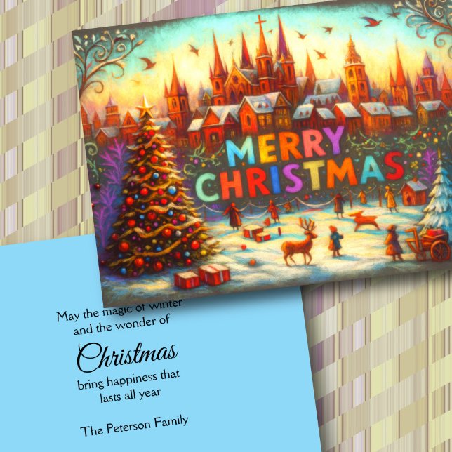 Artistic Storybook Christmas Village Holiday Card (Creator Uploaded)