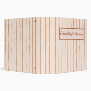 Artistic Striped Terracotta Brush Strokes Custom 3 Ring Binder
