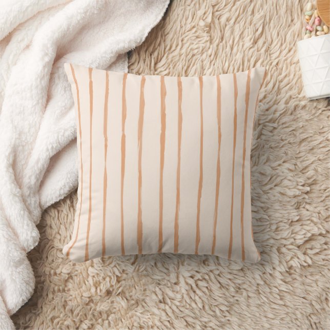 Artistic Striped Terracotta Brush Strokes Custom  Throw Pillow (Blanket)