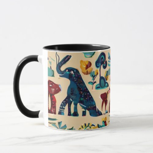 Artistic style of design with animals magic mug