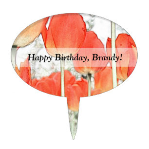 artistic style red tulip flowers. floral garden cake topper