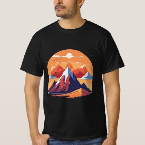 Artistic Summit Mountain Brush StrokesT_ Shirt T_Shirt