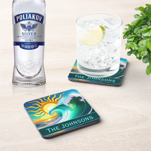 Artistic Sun and Surf  Beverage Coaster