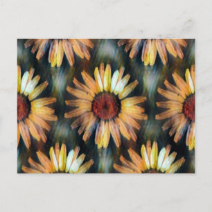 Artistic Sunflower Pattern Autumn Postcard