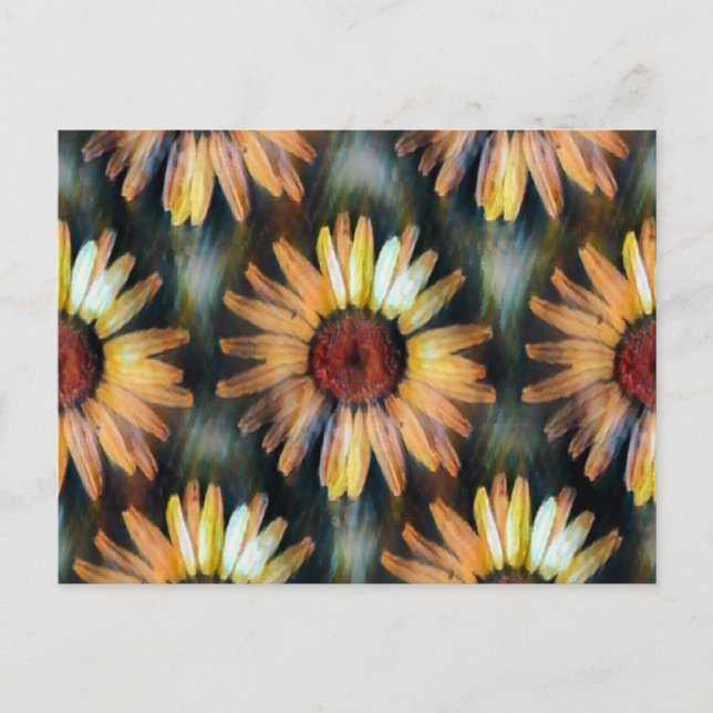 Artistic Sunflower Pattern Autumn Postcard (Front)