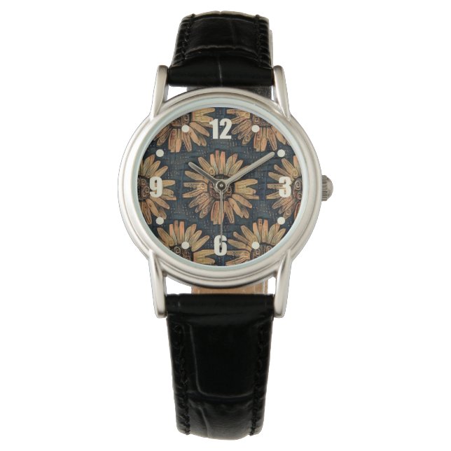 Artistic Sunflower Pattern Autumn Watch (Front)