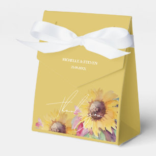 Artistic Sunflower Romantic Calligraphy Favor Boxes