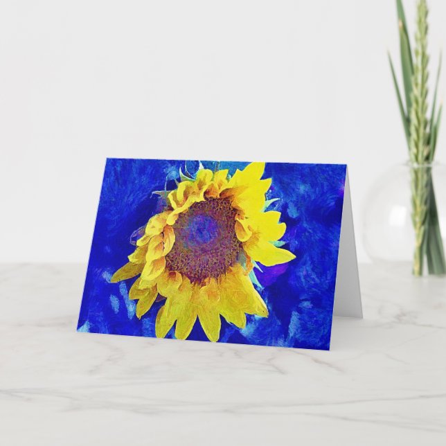 Artistic Sunflower Vivid Colors Art Note Card (Front)