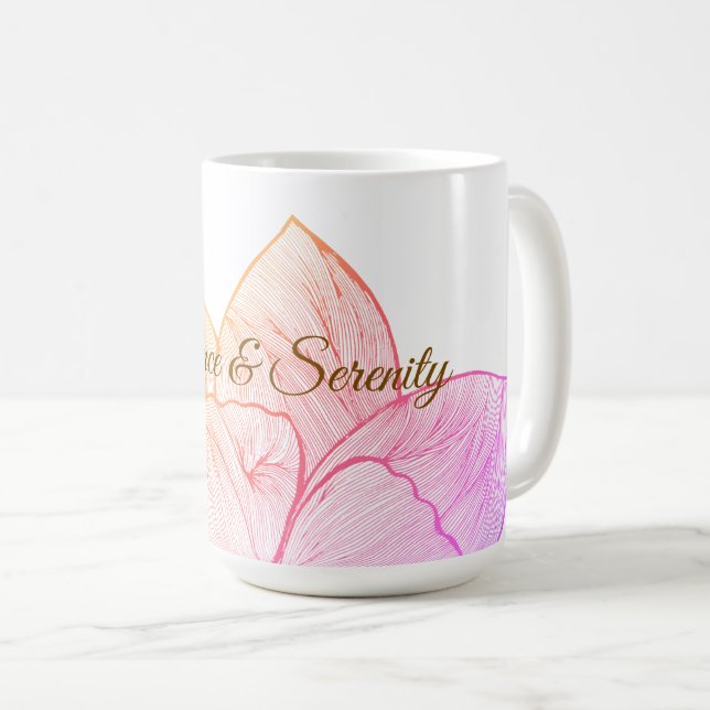 Artistic Sunset Floral "Balance & Serenity" Coffee Mug (Front Right)